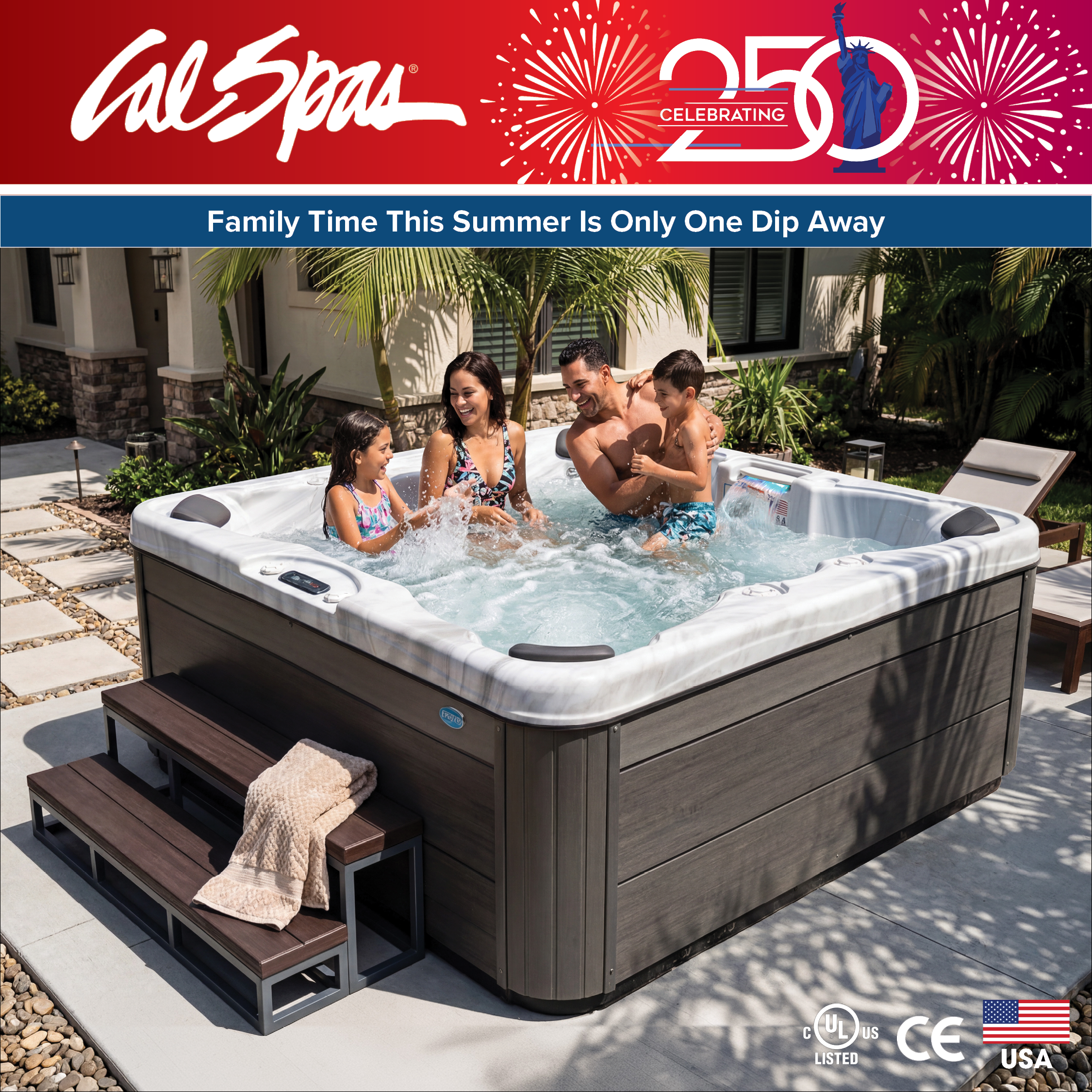 Calspas hot tub being used in a family setting - Daly City